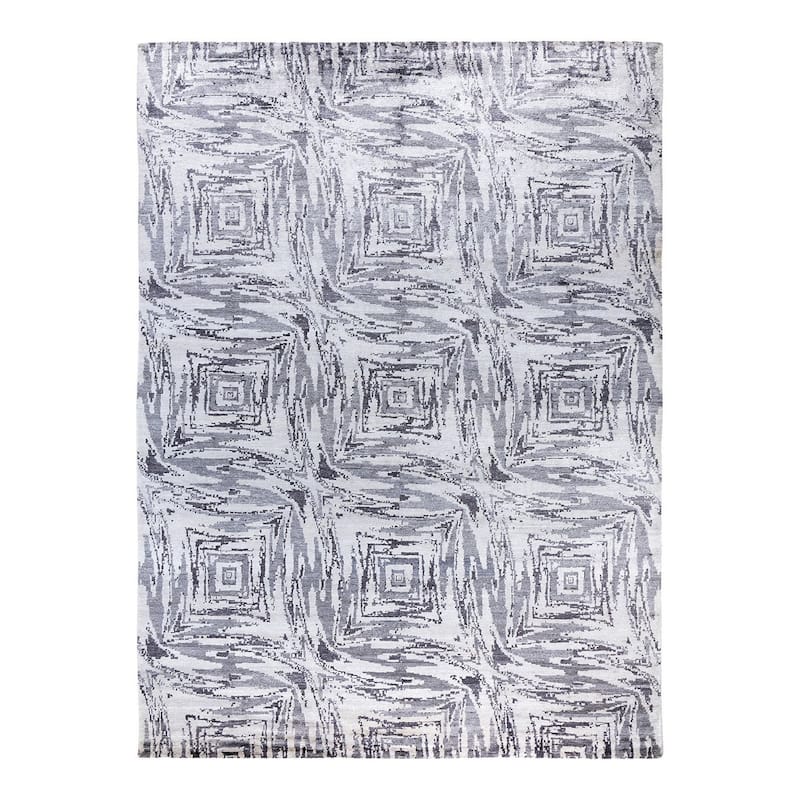 Modern One-of-a-Kind Hand-Knotted Area Rug, Ivory - 9' 0" x 12' 2"