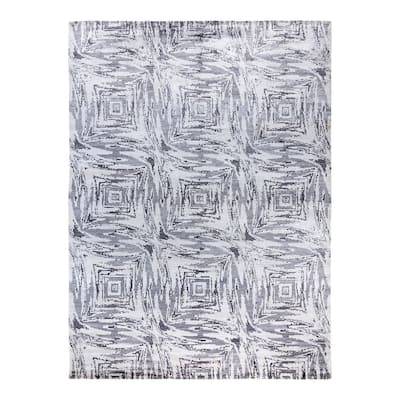 Modern One-of-a-Kind Hand-Knotted Area Rug, Ivory - 9' 0" x 12' 2"