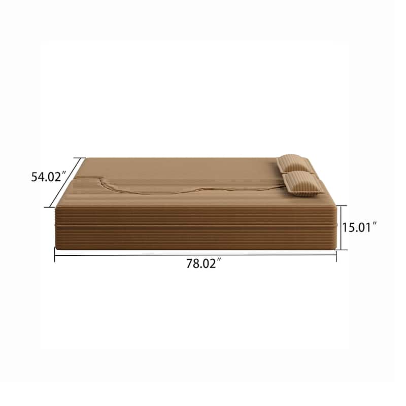 Modern Minimalist Compressed Upholstered Convertible Two-Seater Sofa Bed with 2 Pillows