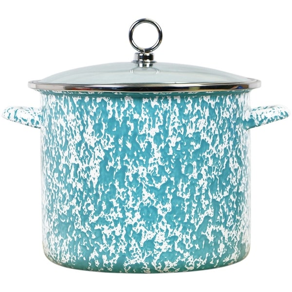 Calypso Basics by Reston Lloyd Vintage Marble Enamel on Steel Stockpot with Glass Lid, 8-Quart, Turquoise. Opens flyout.