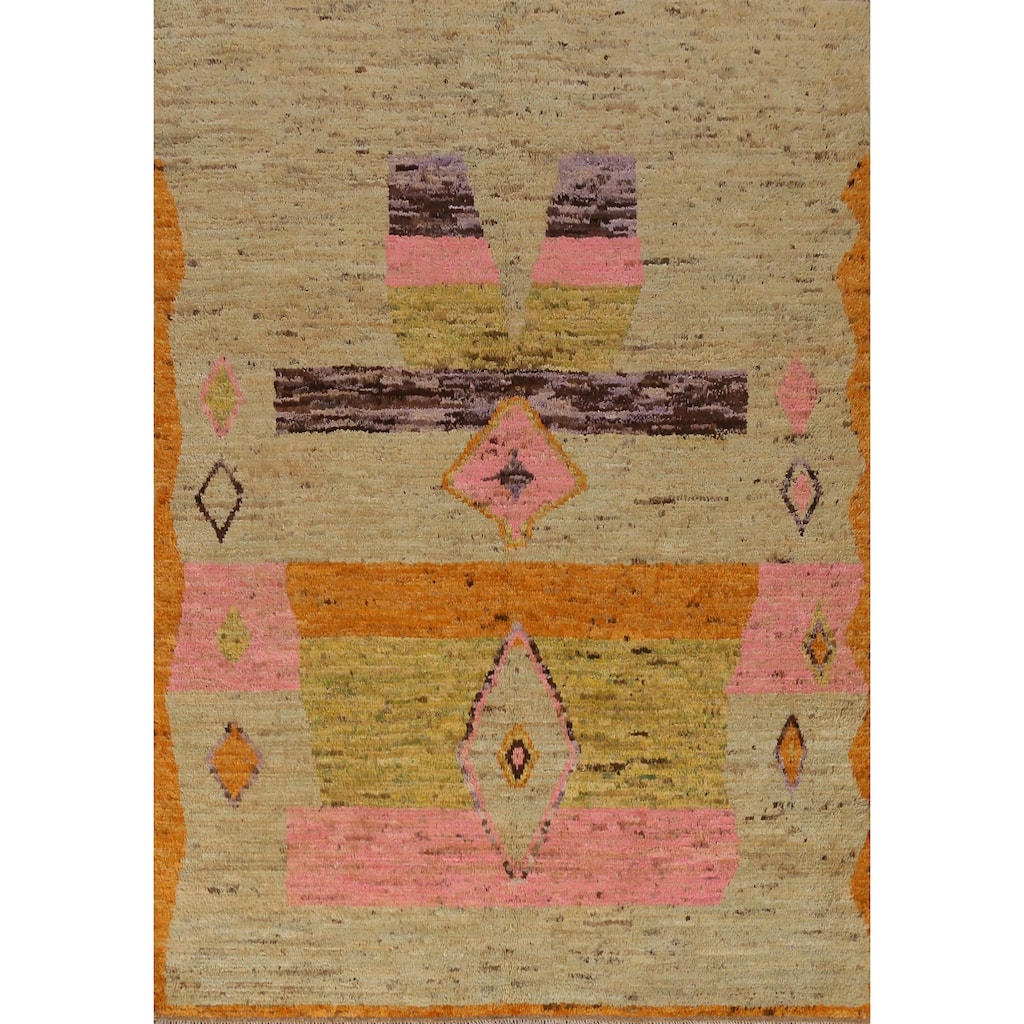 Tribal Moroccan Oriental Area Rug Handmade Multi-Color Wool Carpet - 5'10" x 7'7"