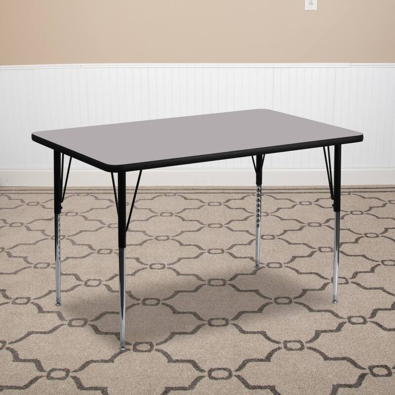 24''W x 48''L Rectangular Thermal Laminate Activity Table - Adjustable Legs - Gray