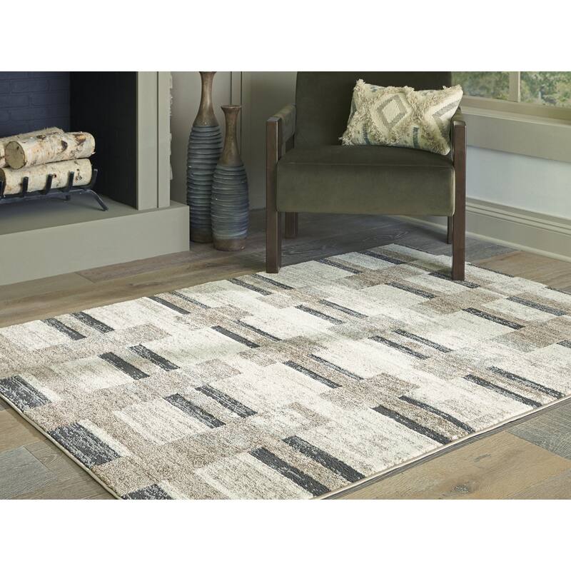 Signature Design by Ashley Alstone Brown/Beige Area Rug - 63" W x  84" D x  0.3" H