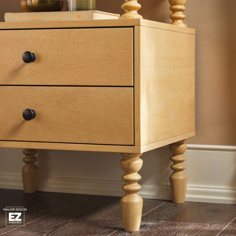 Walker Edison Easy Assembly Solid Wood 2-Drawer Nightstand