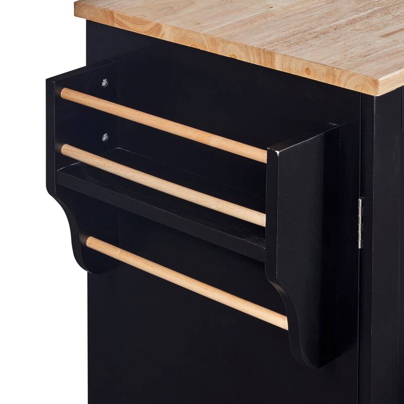 Kitchen Island with 2 Slide-Out Shelf and Internal Storage Rack