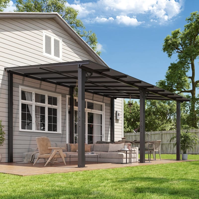 Outdoor Wall Mounted Gazebos, Lean to Gazebo with Sloped Roof