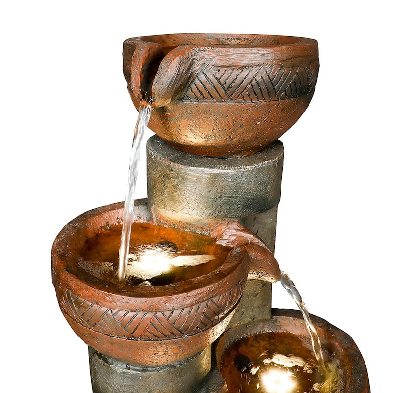 5-Tier Outdoor Water Fountain w/LED Lights Waterfall Feature for Home