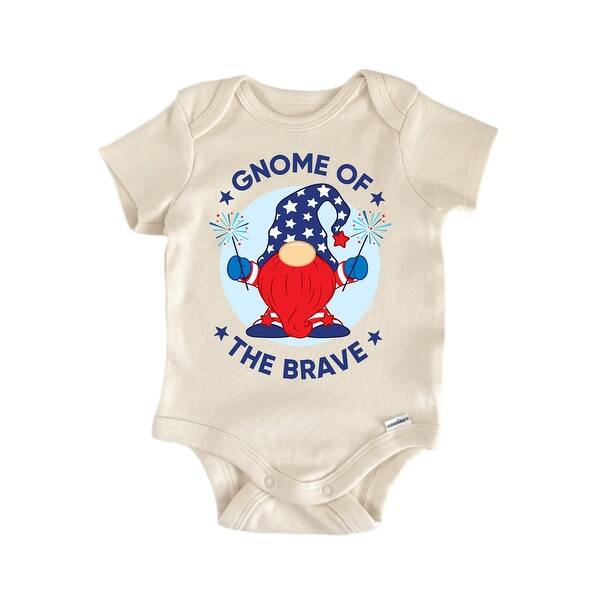 slide 2 of 6, Gnome Of The Brave July 4th Patriotic - Baby Boy Girl Clothes Bodysuit Blue - 0-3M