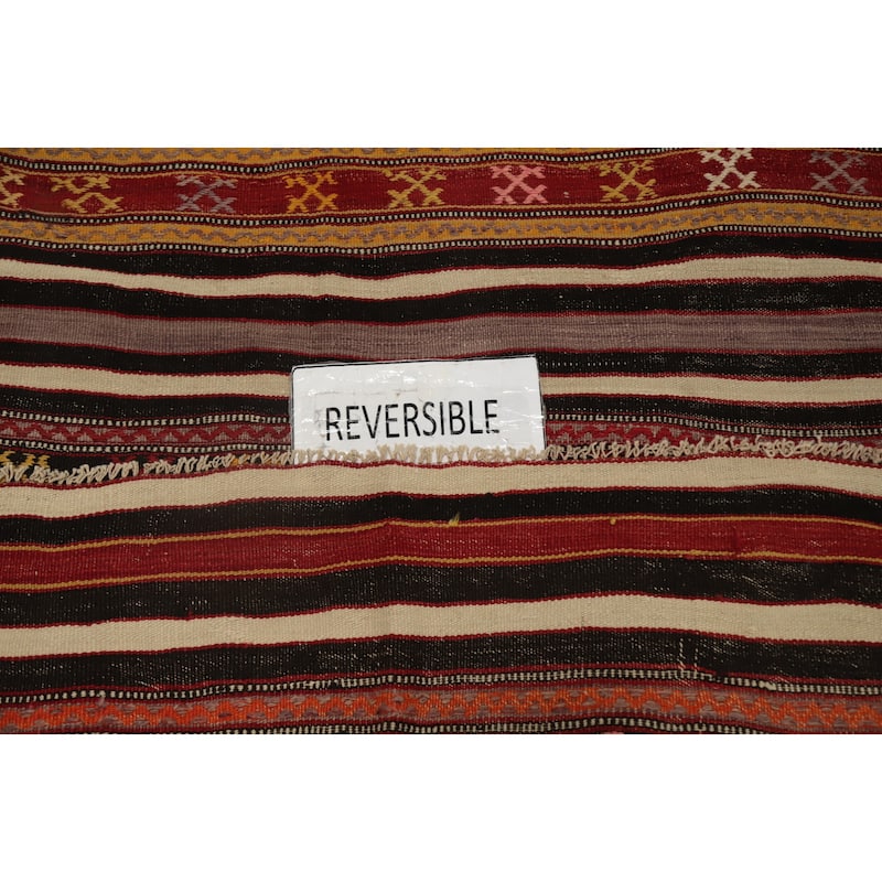 Hand Woven Oriental 100% Wool Carpet Southwestern Tribal Multi-Colored Kilim Area Rug - 8' 2'' X 5' 4''