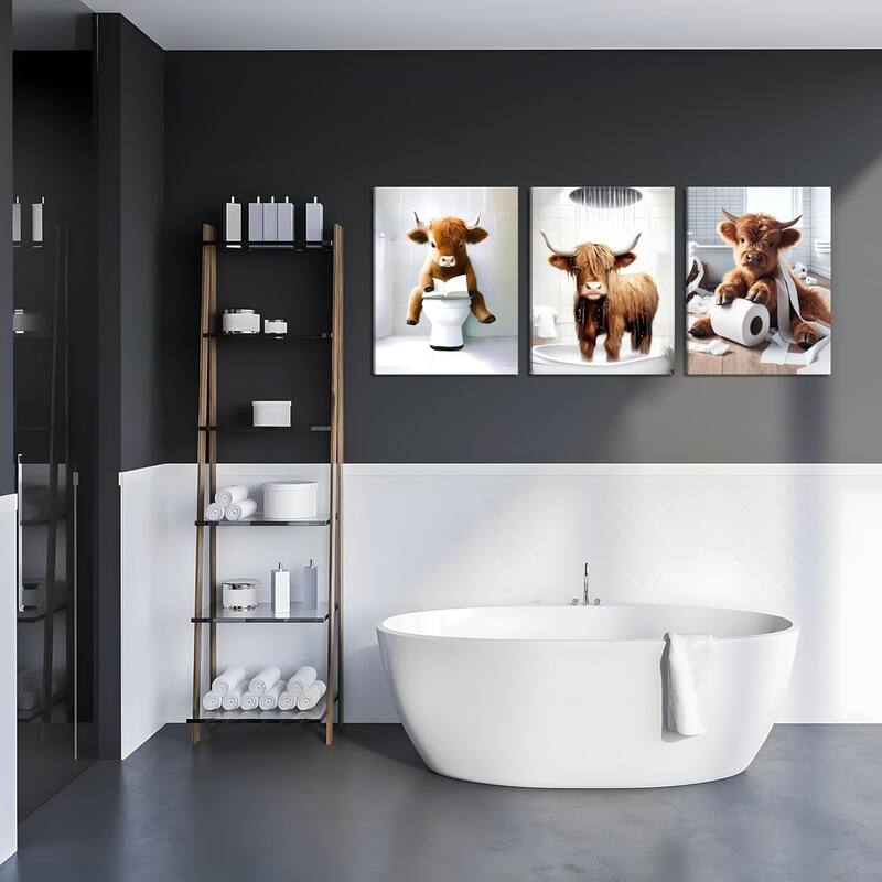 Wall Art, Brown Cute Cow Animal Canvas Posters Prints