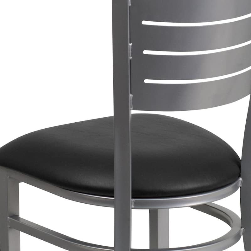 Slat Back Metal Restaurant Chair - 16.5"W x 19"D x 33.5"H - 16.5"W x 19"D x 33.5"H
