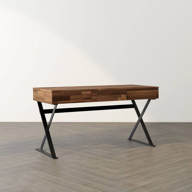 Vae Industrial Black 59-inch Metal Computer Desk with USB by Furniture of America