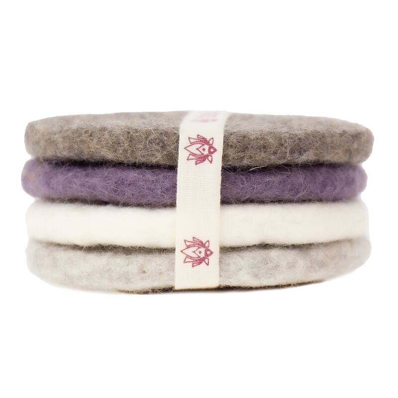 Handmade Felt Macaroon Coasters, Set of 4 - Heather Cloud