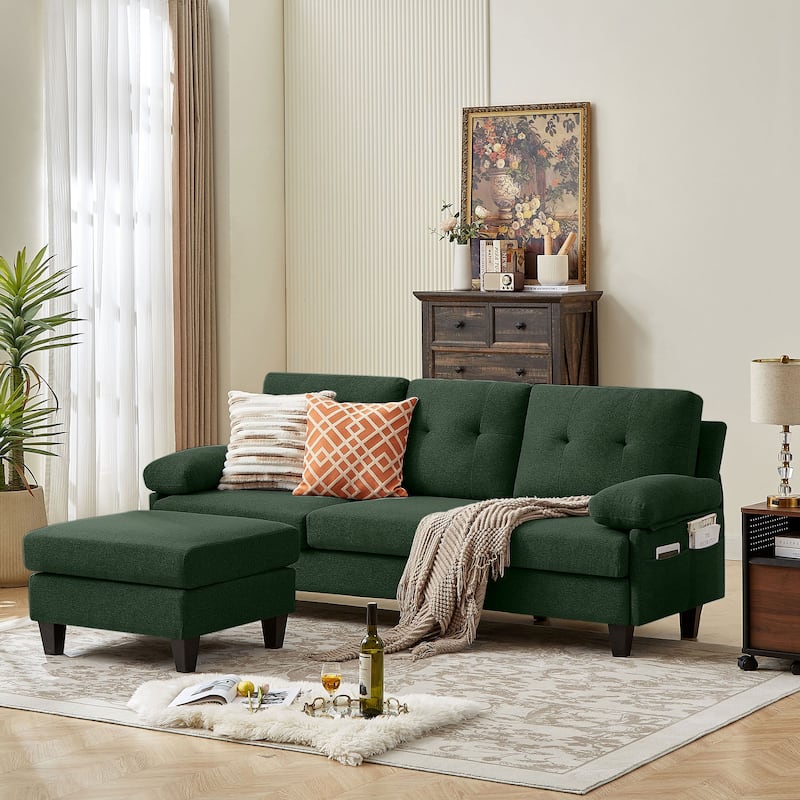 86.22" L Shaped Sectional Sofa with Side Storage Pockets