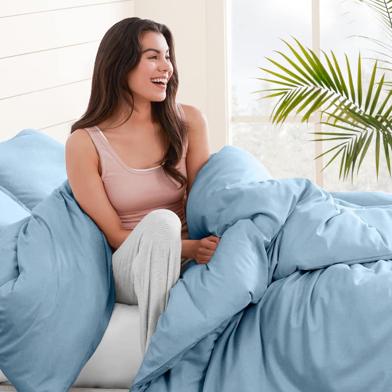 Bare Home Cotton Flannel Duvet Cover and Sham Set