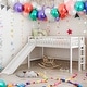 preview thumbnail 1 of 7, Twin Size Low Loft Bed With Ladder And Smooth Slide for Home White