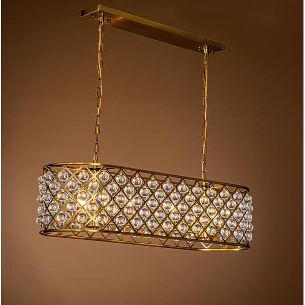 slide 8 of 7, 8-Light Mid Century Modern Gold Crystal Chandelier for Dining Room Antique Gold