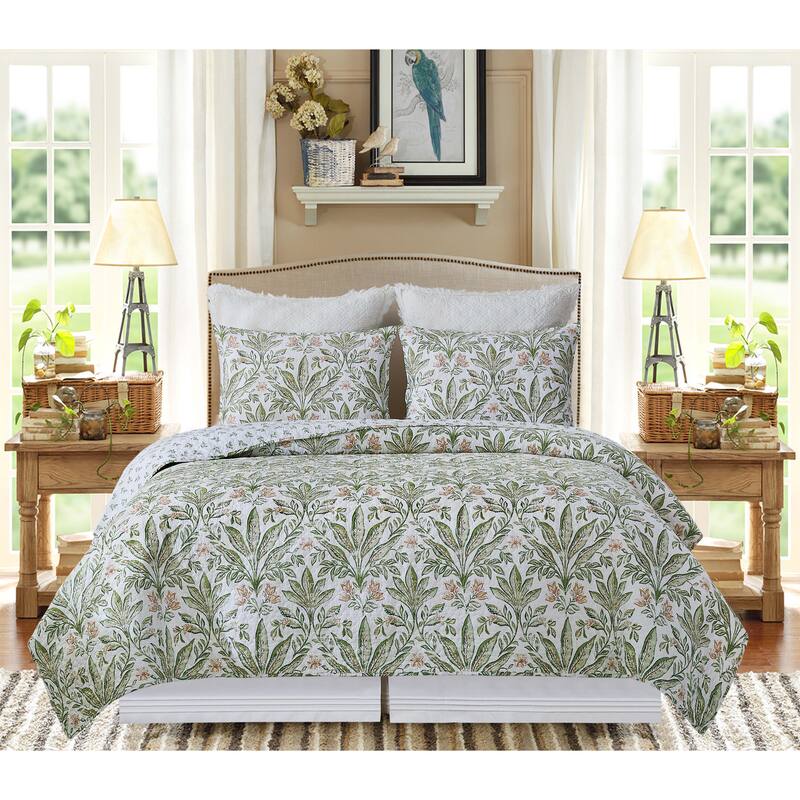 Lana Palms Cotton Reversible Machine Washable Quilt Set