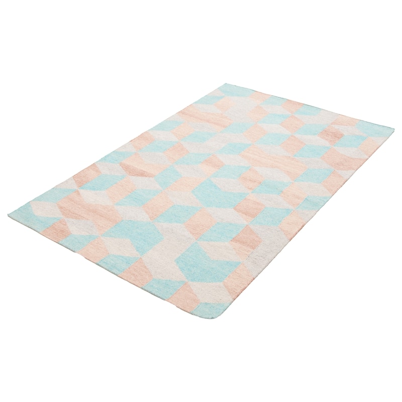 ECARPETGALLERY Flat-Weave Ankara FW Turquoise Wool Kilim - 5'2 x 7'10