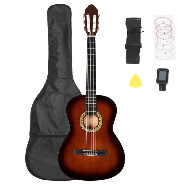 38 inch Classic Guitar with Bag & Board &Belt & Liquid Crystal Tuner & Strings Set