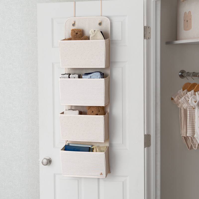 2-Pack Over the Door Storage Organizer with 4 Pockets - Cappuccino
