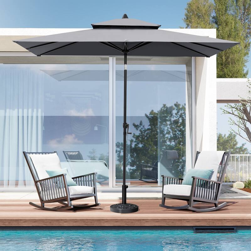 Crestlive 9 x 5 FT Double Top Patio Outdoor Market Umbrella Table Umbrella, Base Not Included