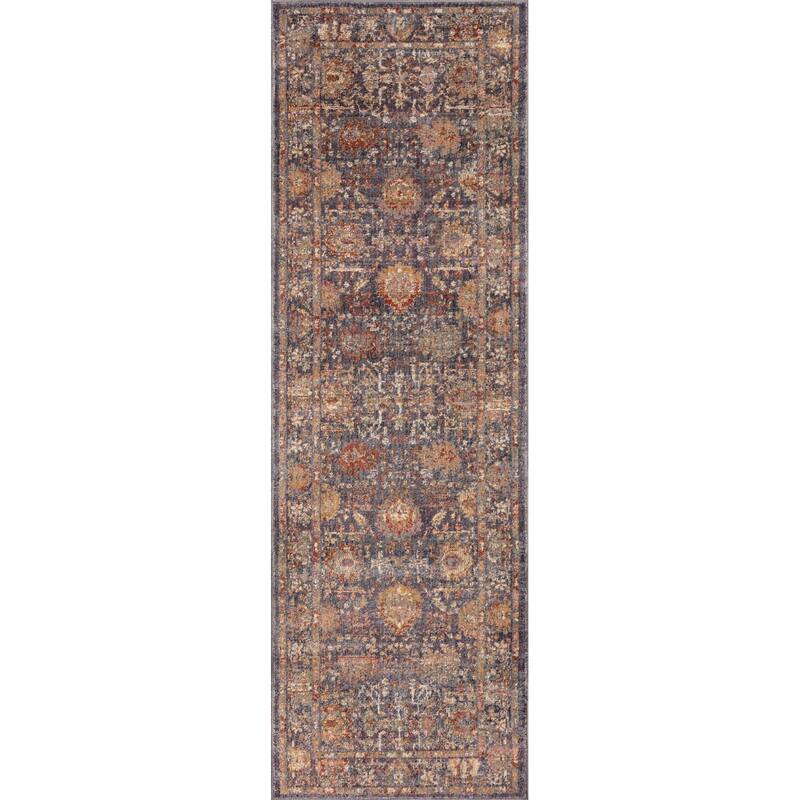 Alexander Home Jewel Oriental Boho Area Rug - 2'-7" x 8' Runner - Grey / Multi - Runner/Rectangle