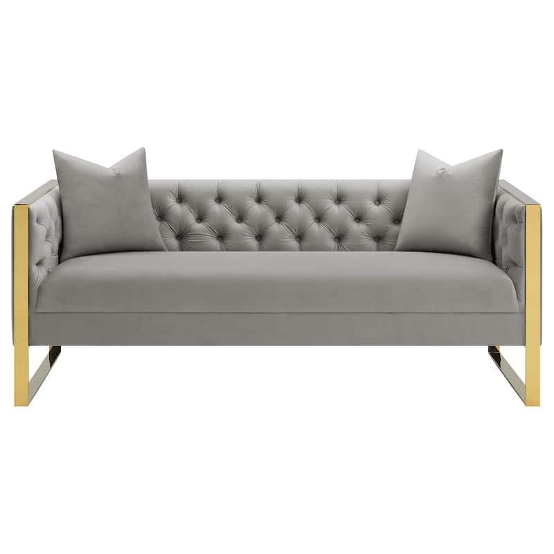 Eastbrook Velvet Upholstered Tufted Sofa Set Grey