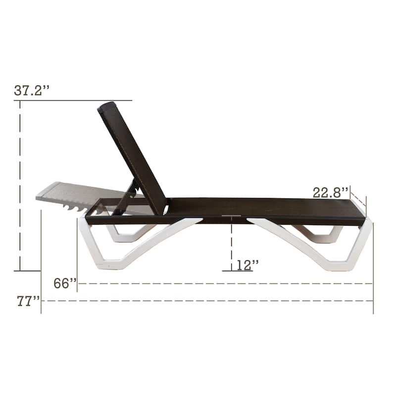 Kozyard Alan Full Flat Aluminum and Polypropylene Resin Legs Patio Reclining Adjustable Chaise Lounge