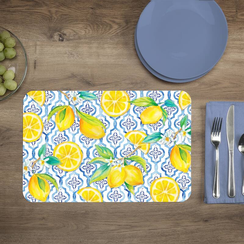 Reversible Wipe-clean Counterart Placemats Set of 4 - Lovely Lemons