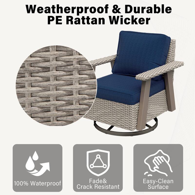 Cozywor Wicker Patio Outdoor Rocking Chair Swivel Lounge Chair