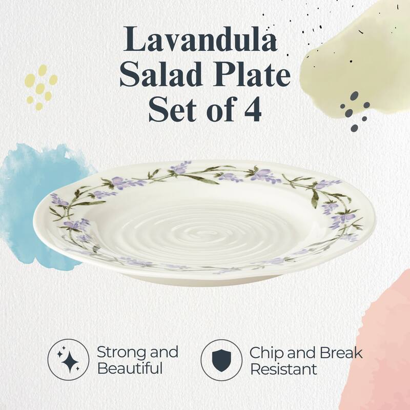 Portmeirion Set of 4 Sophie Conran Lavandula Salad Plates - 8 in
