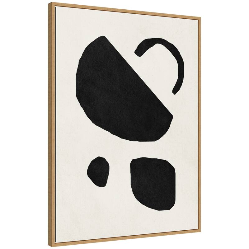 Kate and Laurel Sylvie Black Geometric Abstract 2 Framed Canvas by July Art Prints - 28x38 - Brown