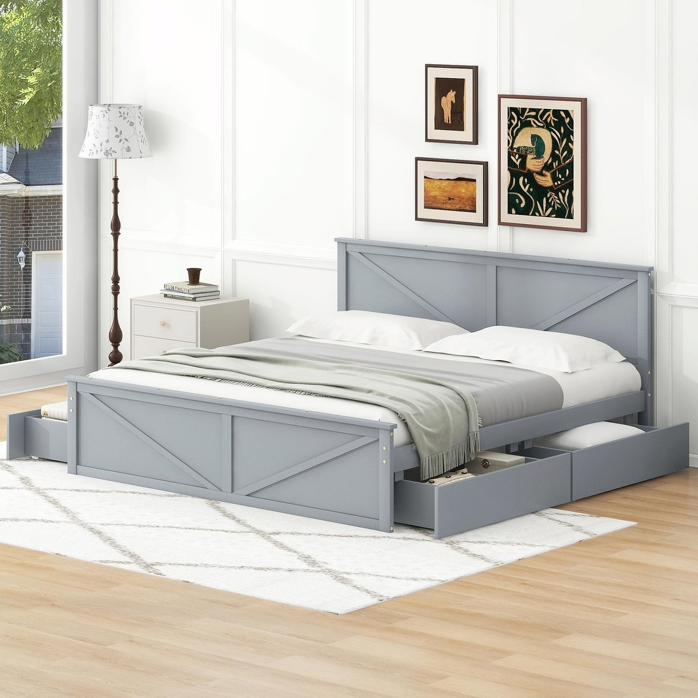 Grey suede bed with drawers discount