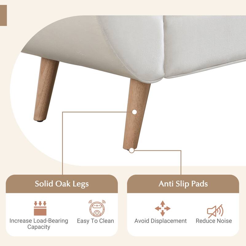 Dusty Teal Button-Tufted Ottoman Bench - Large Upholstered Foot Rest with Legs & Rolled Arms