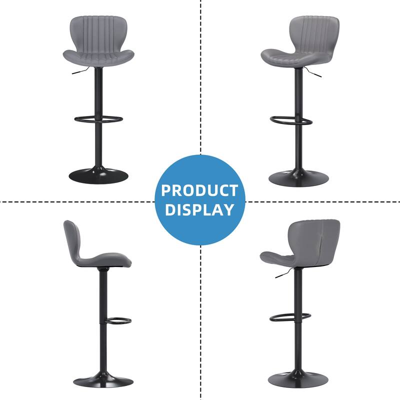 Scallop Swivel Bar Stool Set with Height-adjustable Seat - N/A