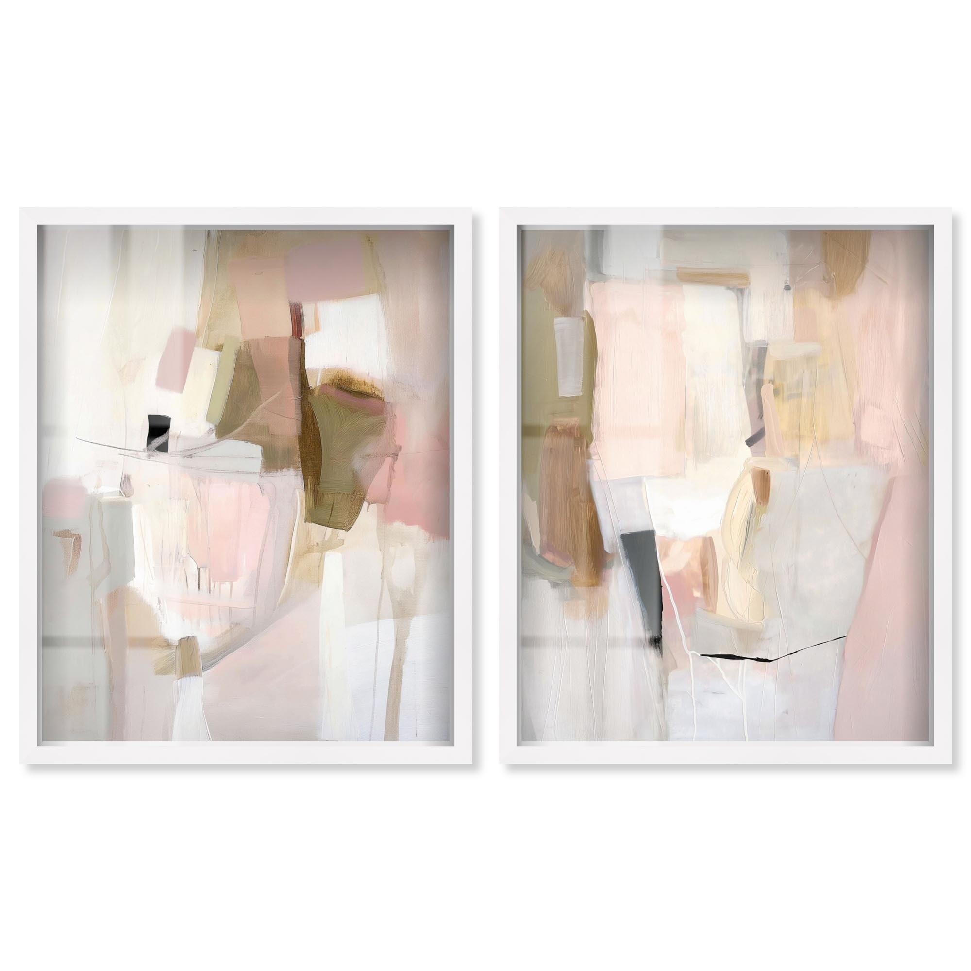 Neutral Essence Harmony Boho Art Set of 2 Shadowbox Print by Art Remedy