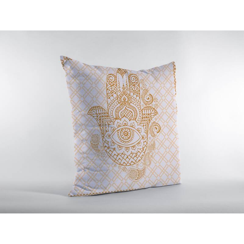 Amrita Sen Hamsa Hand Faux Suede Throw Pillow Zip
