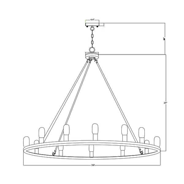 Liam 12-Light 35 Inch Round Wagon Wheel Chandelier