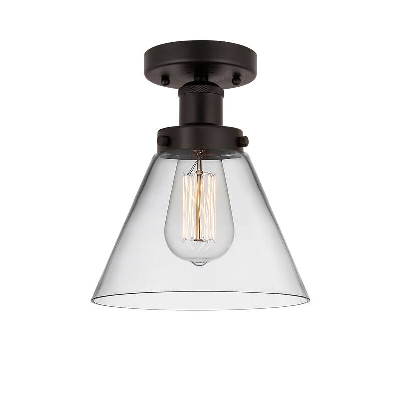 Innovations Lighting Edison Large Cone - 1 Light 7" Semi-Flush Mount - Clear/Oil Rubbed Bronze