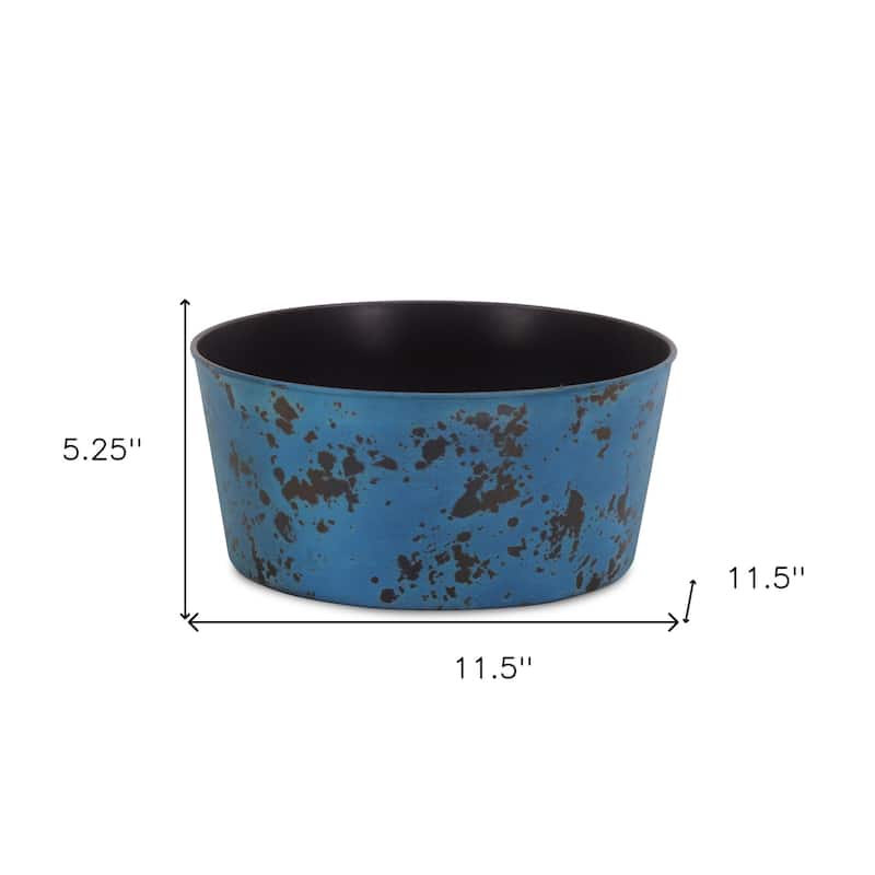 HomeRoots 12" Blue Recycled Plastic Indoor Outdoor Round Pot Planter