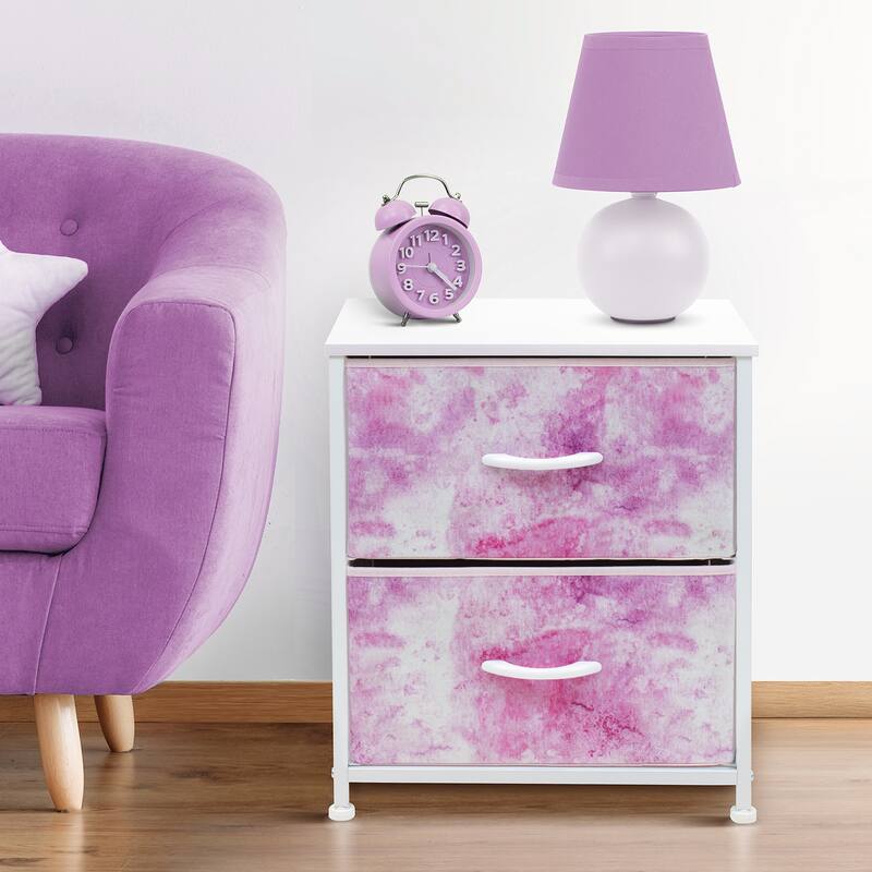 2 Drawer Bedside Nightstand End Table Bedroom Dresser, Pastel Colors