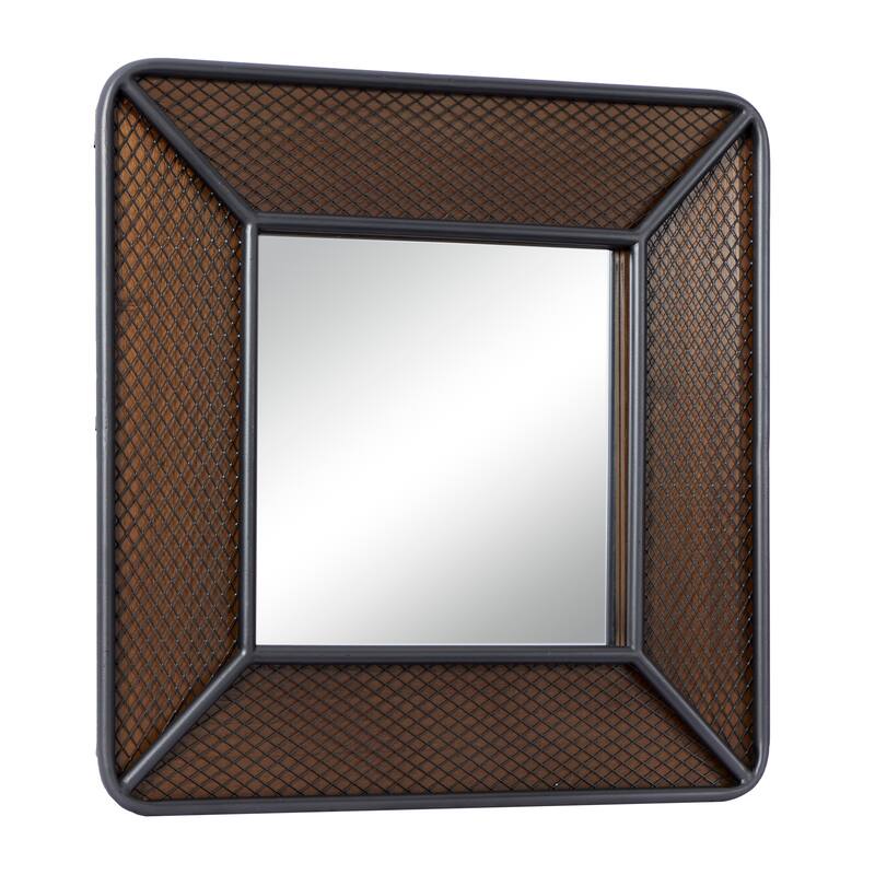 Brown Wood Industrial Wall Mirror 32 x 32 x 2 - 32 x 2 x 32