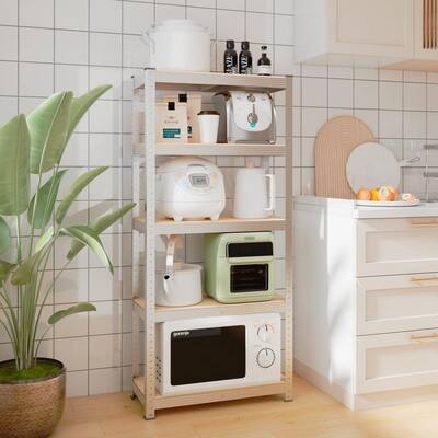 27.6×11.8×59 Inch Rectangle Metal Assembly 5-Shelf Storage Rack Silver