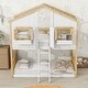 preview thumbnail 34 of 43, Twin over Twin House Bunk Bed with Roof , Window, Window Box, Door , with Safety Guardrails and Ladder,