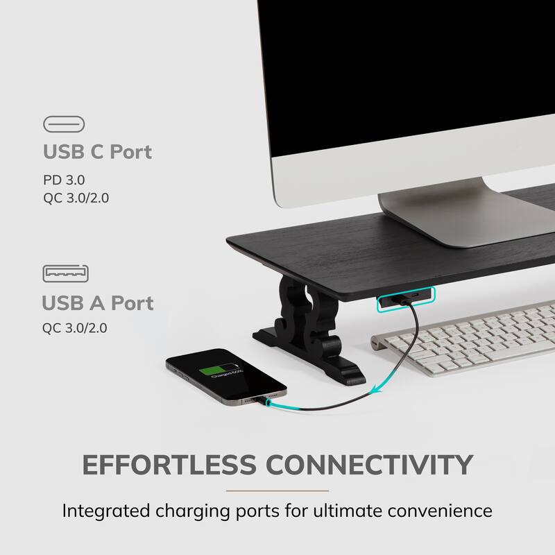 Jani Wood Monitor Stand Riser Desk - Ergonomic Design Stand, Desktop Organizer Table for Home, Office Workspace, Gaming Desk