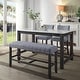preview thumbnail 5 of 3, Fabric Counter Height Bench in Grey and Weathered Espresso
