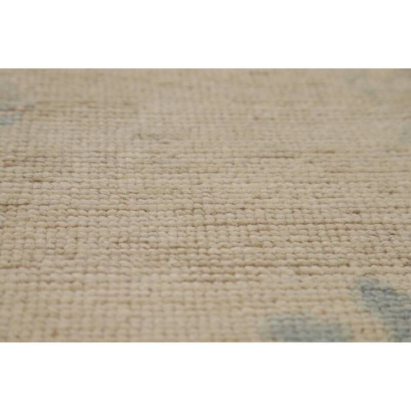 Oushak Turkish Area Rug Vegetable Dye Hand-Knotted Beige Wool Carpet - 7'9"x 10'2"