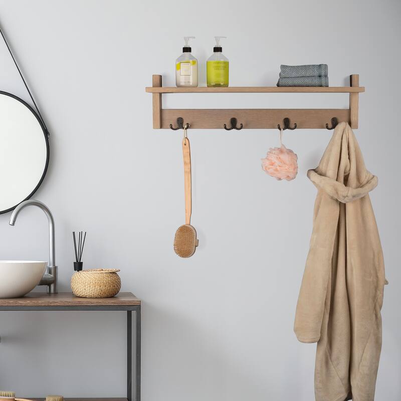 Lavish Home Coat Rack with Shelf - Wall Mount Shelf with 4 Hooks