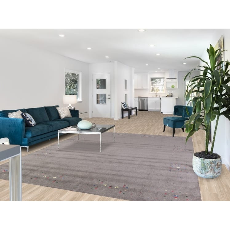 Hand Knotted Oriental 100% Wool Carpet Tribal Tribal Greys & Charcoal Gabbeh Area Rug - 10' 0'' X 8' 1''